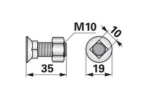 Ekecsavar négylapfejü kicsi M10x35 Magyar