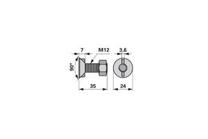 Ekecsavar 2 orros nagy M12x35 Magyar