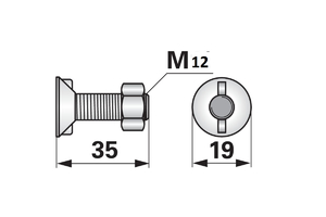 Ekecsavar 2 orros kicsi M12x35 Magyar