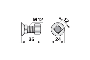 Ekecsavar négylapfejü nagy M12x35 Magyar