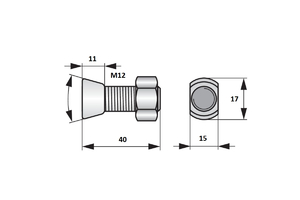 Ekecsavar kúpos 2 lapos M12x40 magas