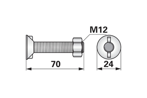 Ekecsavar 2 orros nagy M12x70 Magyar