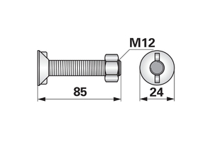 Ekecsavar 2 orros nagy M12x85 Magyar