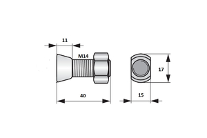 Ekecsavar kúpos 2 lapos M14x40 VN Magyar