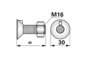 Ekecsavar 1 orros nagy M16x45 Magyar