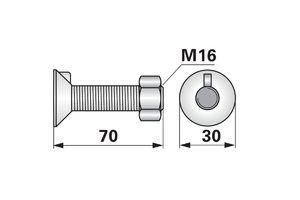 Ekecsavar 1 orros nagy M16x75 Magyar