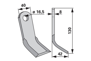 Szárzúzókés Y  Ferri 8x40x130mm furat 16,5mm