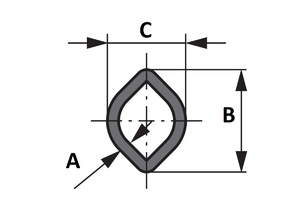 Profilcső citrom belső 1fm A-3,5mm B-31mm C-23,5mm